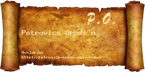 Petrovics Orbán névjegykártya